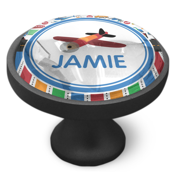 Transportation & Stripes Cabinet Knob - Black - Side