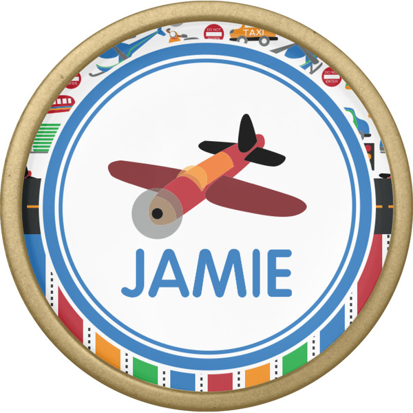 Transportation & Stripes Cabinet Knob - Gold - Front