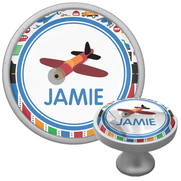 Custom Transportation & Stripes Cabinet Knob (Silver) (Personalized)