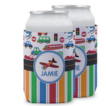 Transportation & Stripes Can Cooler (12 oz) w/ Name or Text