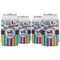 Transportation & Stripes Can Cooler (12 oz) - Set of 4 w/ Name or Text
