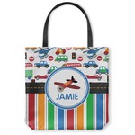 Transportation & Stripes Canvas Tote Bag - Large - 18"x18" (Personalized)