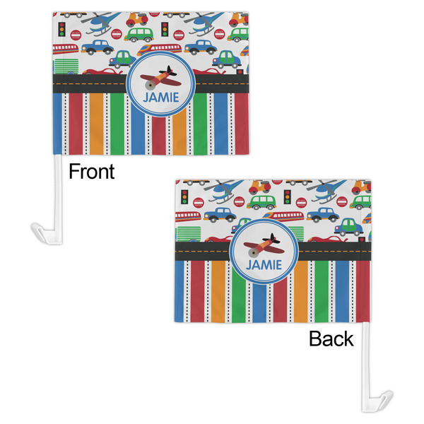 Transportation & Stripes Car Flag - 11" x 8" - Front & Back View