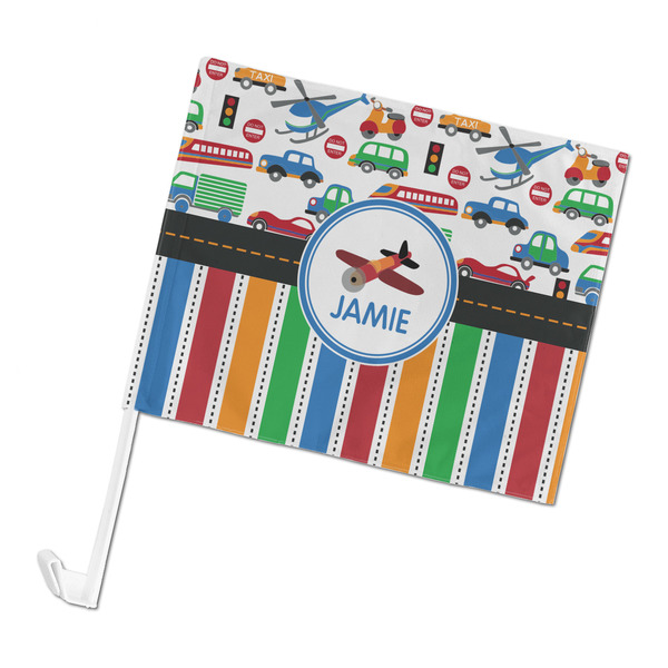 Custom Transportation & Stripes Car Flag - Large (Personalized)
