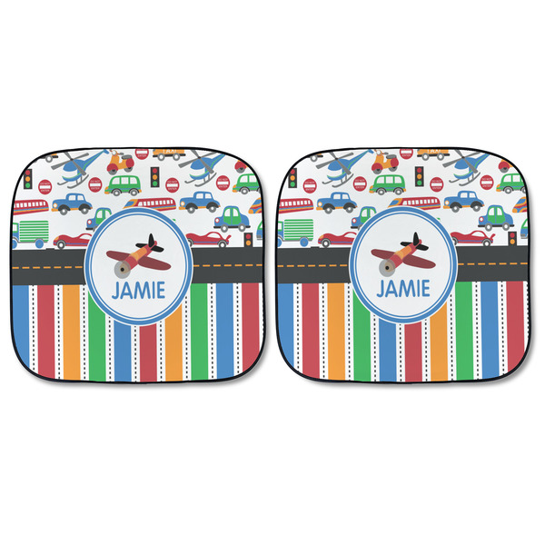 Transportation & Stripes Car Sun Shades - FRONT