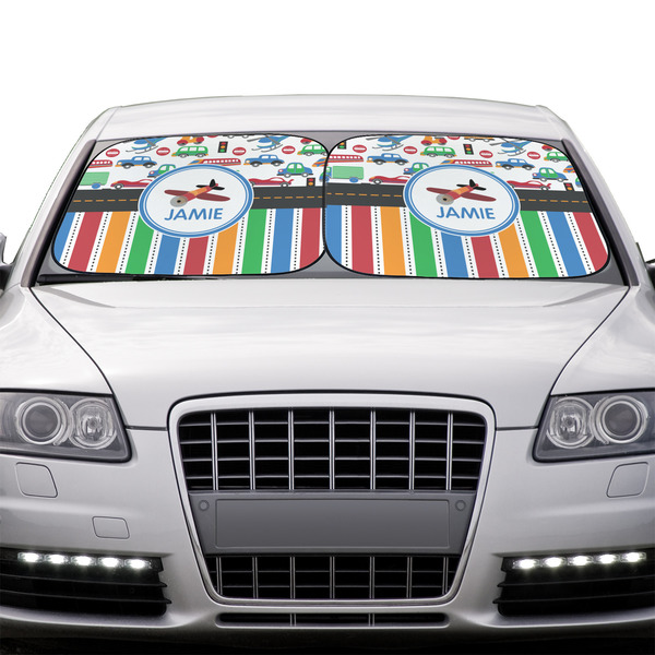 Transportation & Stripes Car Sun Shades - IN CONTEXT