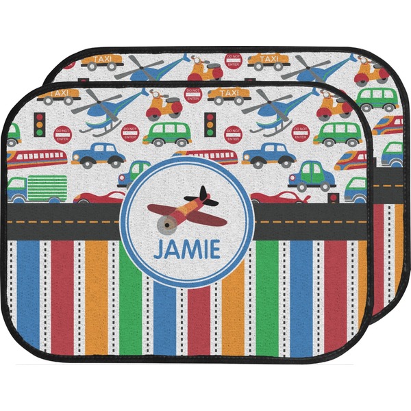 Transportation & Stripes Custom Car Floor Mats (Back Seat)