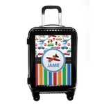 Transportation & Stripes Carry On Hard Shell Suitcase (Personalized)
