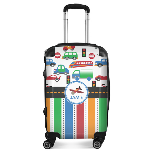 Custom Transportation & Stripes Suitcase - 20" Carry On (Personalized)
