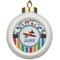 Transportation & Stripes Ceramic Ball Ornament (Personalized)