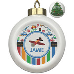 Transportation & Stripes Ceramic Ball Ornament - Christmas Tree (Personalized)