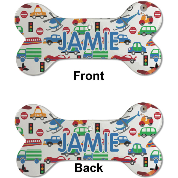 Transportation & Stripes Ceramic Flat Ornament - Bone Front & Back (APPROVAL)