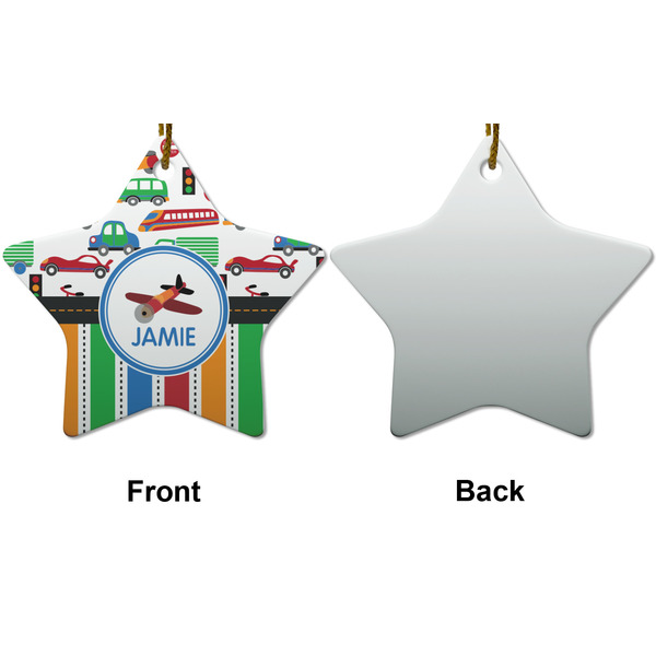 Transportation & Stripes Ceramic Flat Ornament - Star Front & Back (APPROVAL)