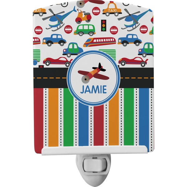 Custom Transportation & Stripes Ceramic Night Light (Personalized)