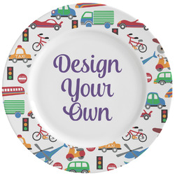 Transportation & Stripes Ceramic Dinner Plates (Set of 4) (Personalized)