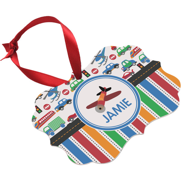 Transportation & Stripes Christmas Ornament