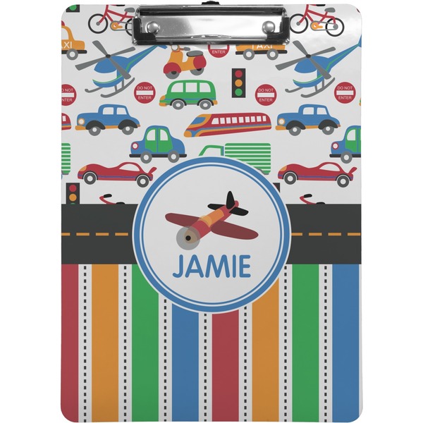 Custom Transportation & Stripes Clipboard (Letter Size) (Personalized)