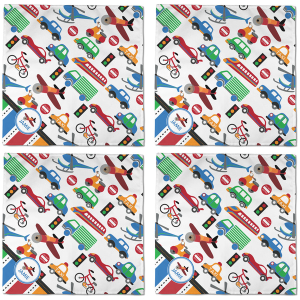 Transportation & Stripes Cloth Napkins - Personalized Dinner (APPROVAL) Set of 4