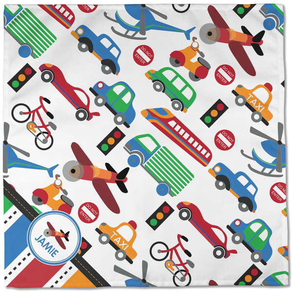 Transportation & Stripes Cloth Napkins - Personalized Dinner (Full Open)