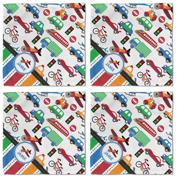 Transportation & Stripes Cloth Napkins - Personalized Lunch (APPROVAL) Set of 4