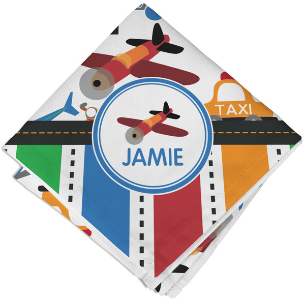 Custom Transportation & Stripes Cloth Napkin w/ Name or Text