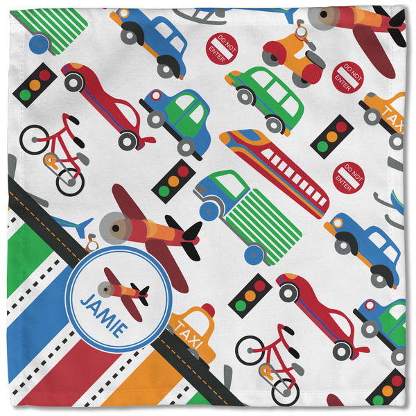 Transportation & Stripes Cloth Napkins - Personalized Lunch (Single Full Open)