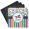 Transportation & Stripes Square Rubber Backed Coasters - Set of 4 (Personalized)
