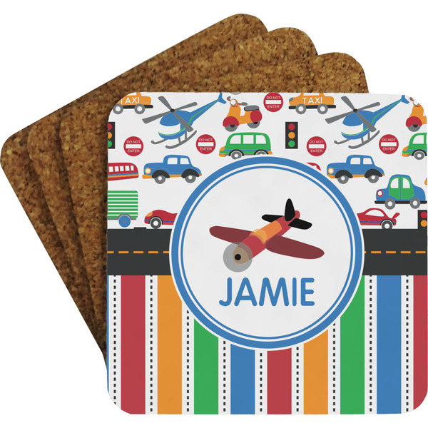 Transportation & Stripes Coaster Set (Personalized)