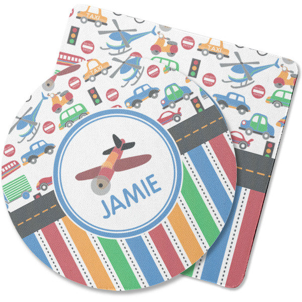 Custom Transportation & Stripes Rubber Backed Coaster (Personalized)