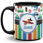 Transportation & Stripes 11 Oz Coffee Mug - Black (Personalized)