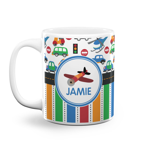 Custom Transportation & Stripes Coffee Mug (Personalized)
