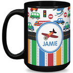 Transportation & Stripes 15 Oz Coffee Mug - Black (Personalized)