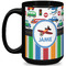 Transportation & Stripes Coffee Mug - 15 oz - Black Full