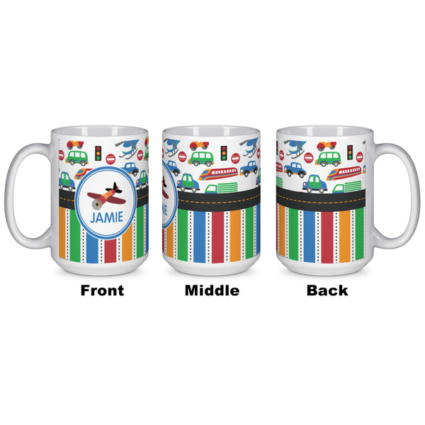 Transportation & Stripes Coffee Mug - 15 oz - White APPROVAL