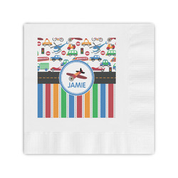Transportation & Stripes Coined Cocktail Napkins (Personalized)