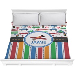 Transportation & Stripes Comforter - King (Personalized)