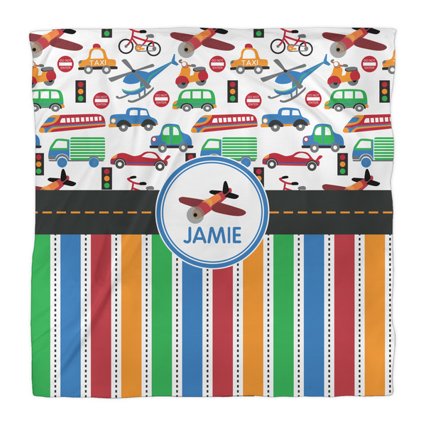 Transportation & Stripes Comforter - Queen - Front