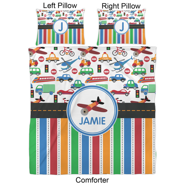 Transportation & Stripes Comforter Set - Queen - Approval