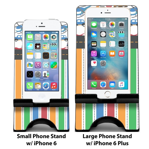 Transportation & Stripes Compare Phone Stand Sizes - with iPhones