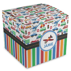 Transportation & Stripes Cube Favor Gift Boxes (Personalized)