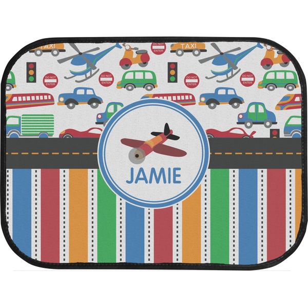 Transportation & Stripes Custom Car Floor Mats (Back Seat)