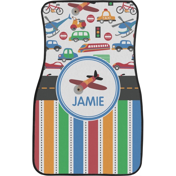 Transportation & Stripes Custom Car Floor Mats (Front Seat)