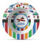 Transportation & Stripes Plastic Bowl - Microwave Safe - Composite Polymer (Personalized)