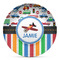 Transportation & Stripes Microwave Safe Plastic Plate - Composite Polymer (Personalized)