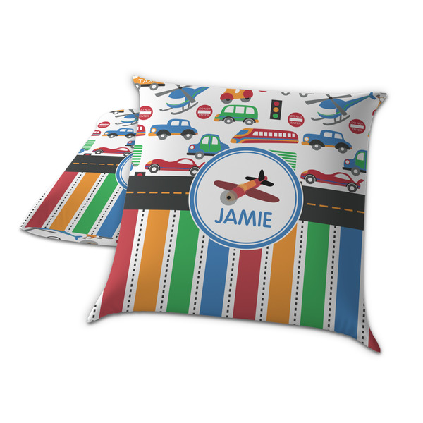 Transportation & Stripes Decorative Pillow Case - TWO