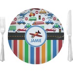 Transportation & Stripes 10" Glass Lunch / Dinner Plates - Single or Set (Personalized)