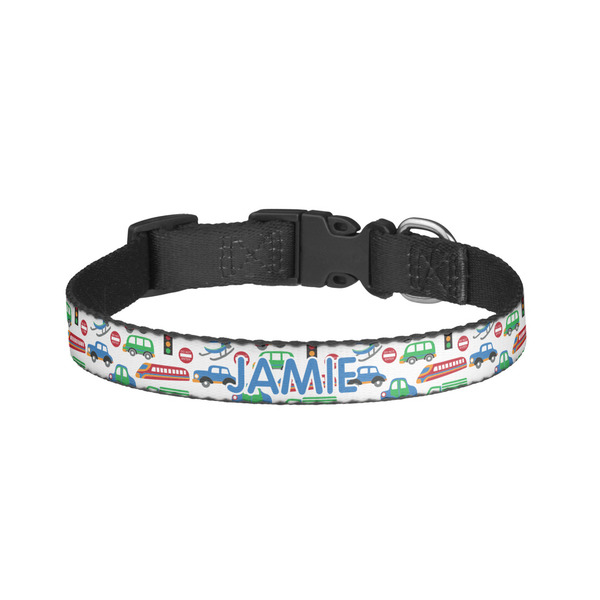 Custom Transportation & Stripes Dog Collar - Large (Personalized)