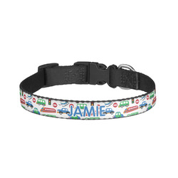 Transportation & Stripes Dog Collar - Small (Personalized)