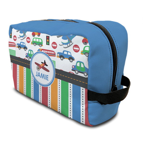 Custom Transportation & Stripes Toiletry Bag / Dopp Kit (Personalized)