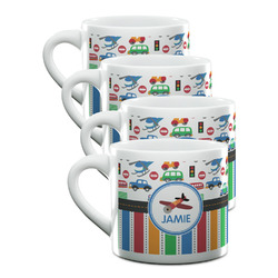 Transportation & Stripes Double Shot Espresso Cups - Set of 4 (Personalized)